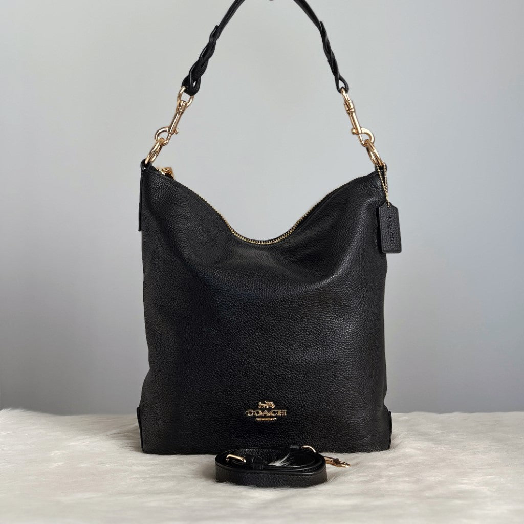 Coach Black Leather Slouchy 2 Way Shoulder Bag Excellent