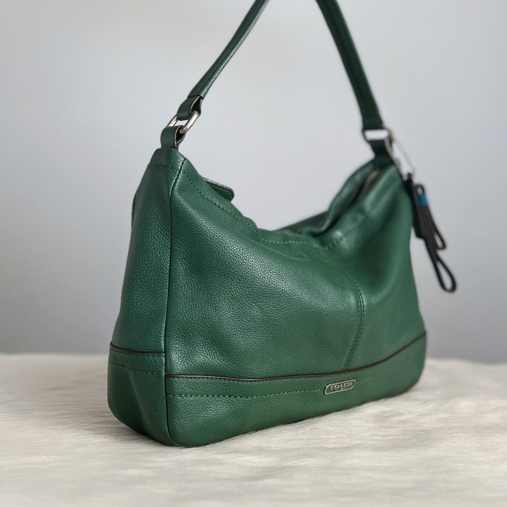 Coach Green Leather Front Logo 2 Way Shoulder Bag