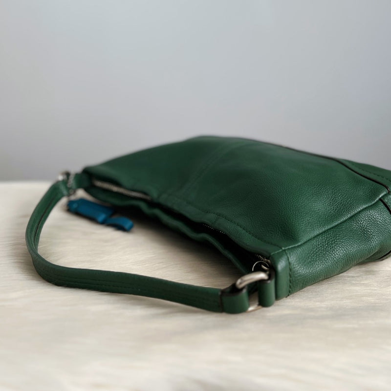 Green leather coach online bag