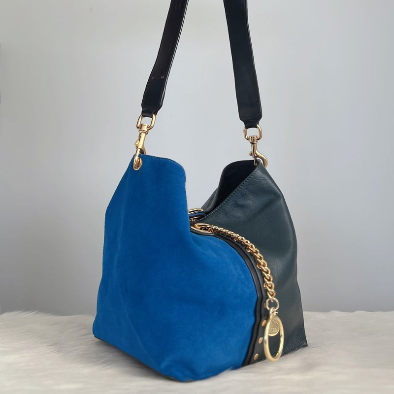See by Chloe Two Tone Patchwork Bucket Shoulder Bag