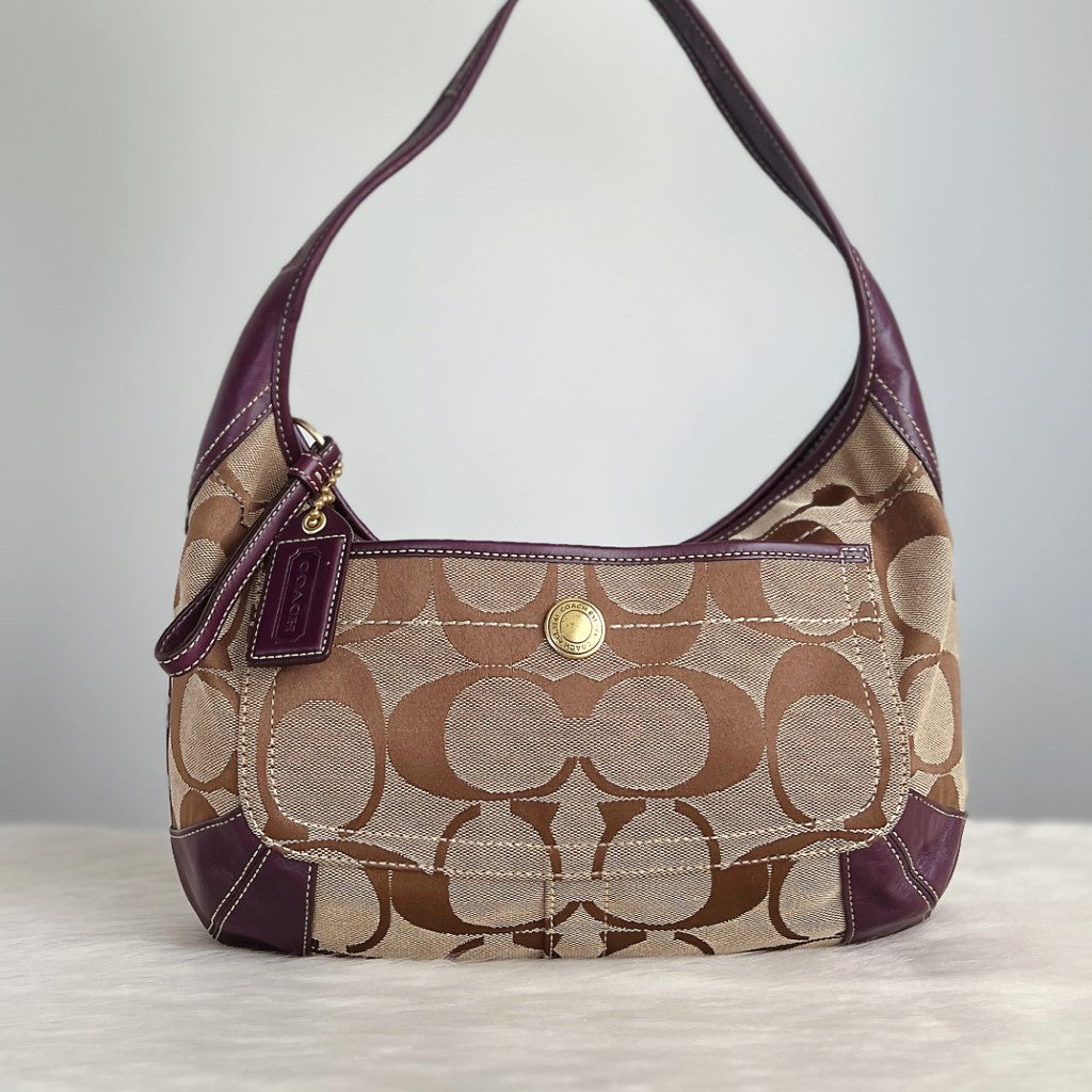 Coach Signature Monogram Front Pocket Shoulder Bag