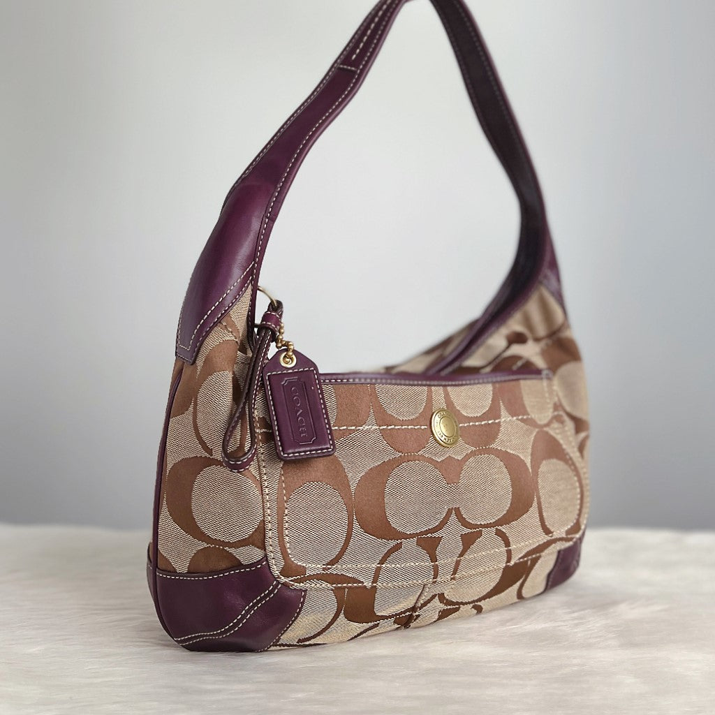 Coach Signature Monogram Front Pocket Shoulder Bag