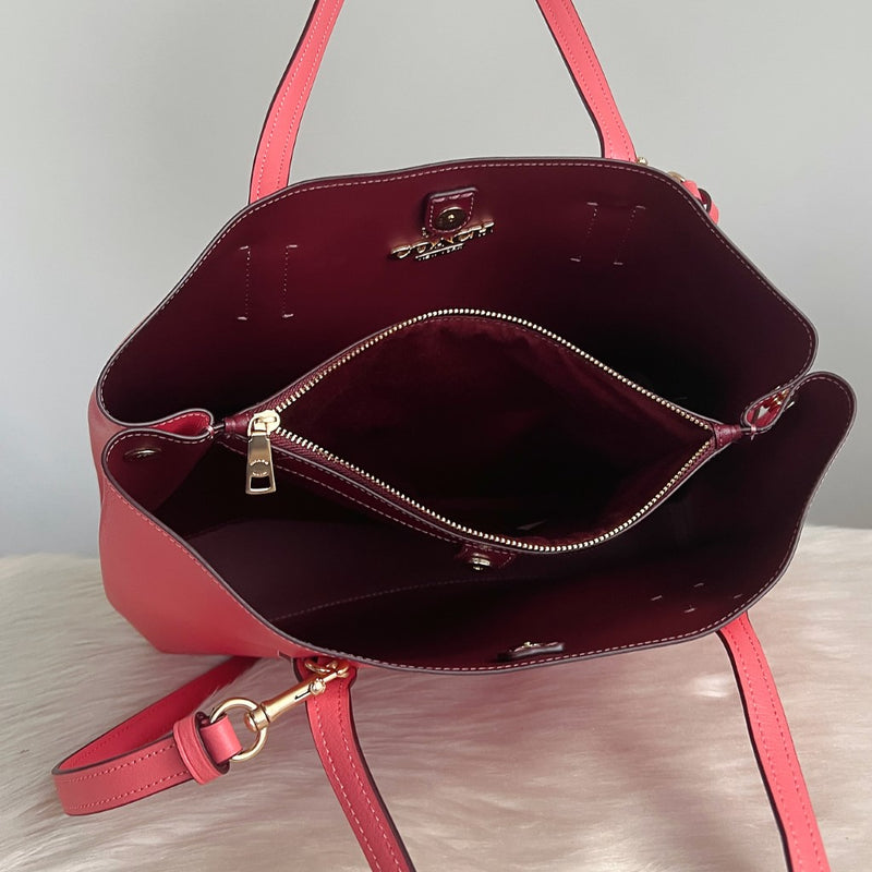 Coach Pink Leather Triple Compartment 2 Way Shoulder Bag Like New