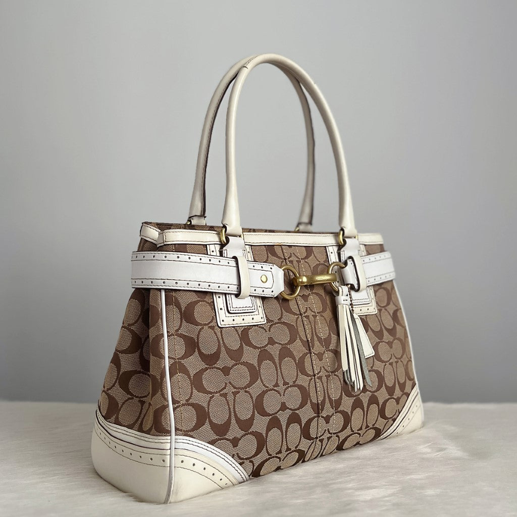 Coach Signature Monogram Tassel Detail Career Shoulder Bag