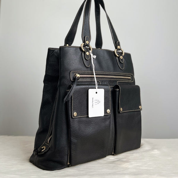 Bvlgari Black Leather Becky Oversized 2 Way Shoulder Bag Excellent