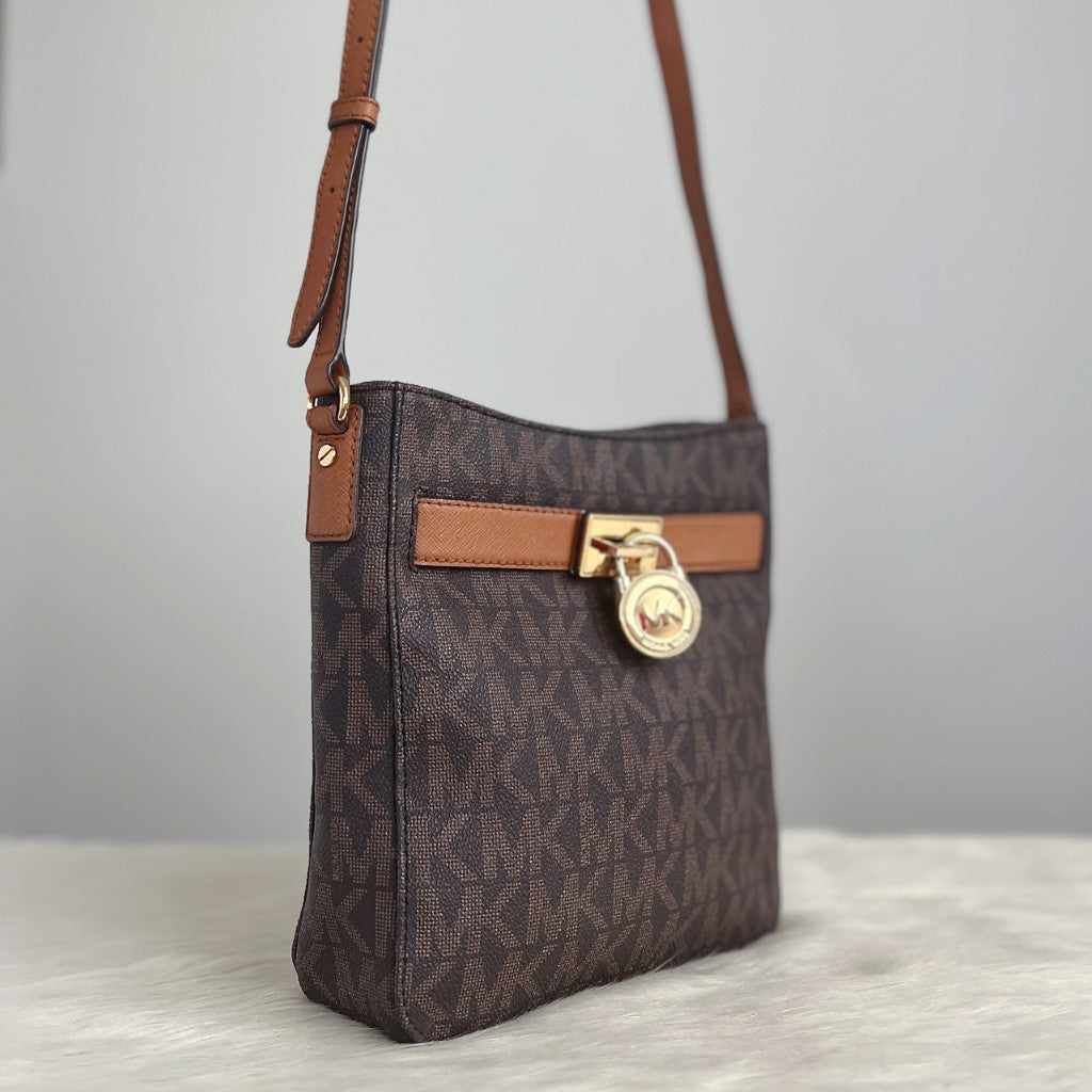 Michael Kors Monogram Front Lock Crossbody Shoulder Bag