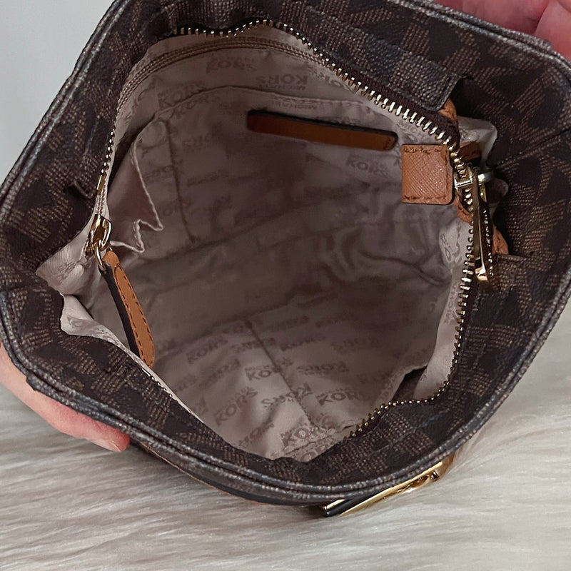 Michael Kors Monogram Front Lock Crossbody Shoulder Bag