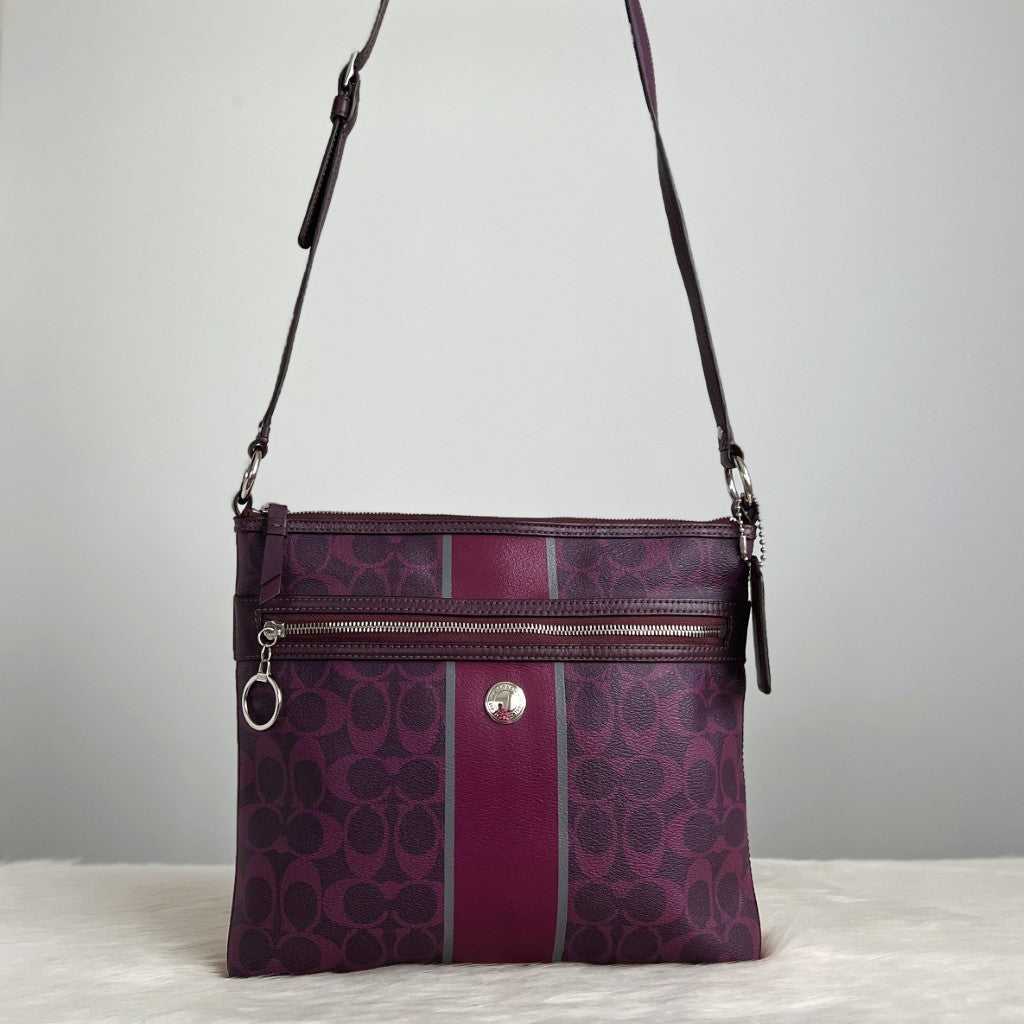 Coach Signature Monogram Square Crossbody Shoulder Bag