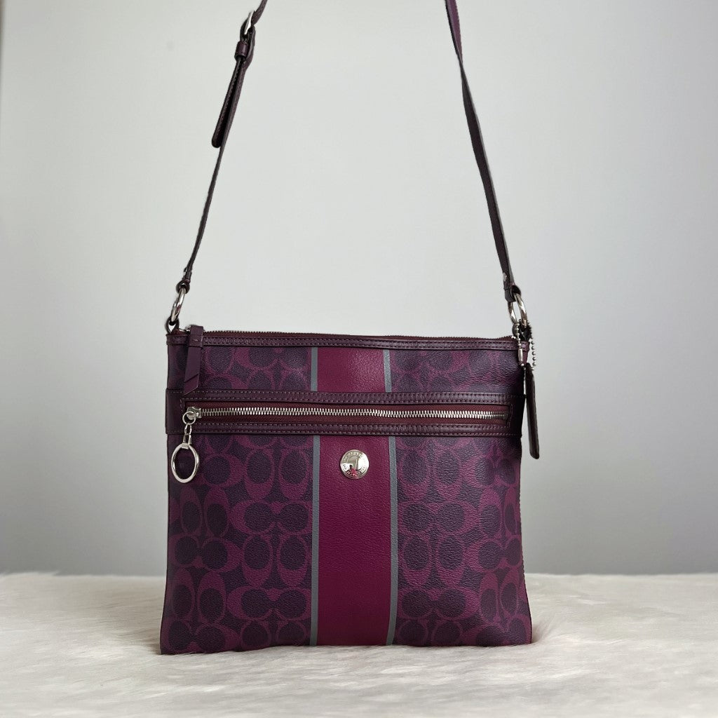 Coach Signature Monogram Square Crossbody Shoulder Bag