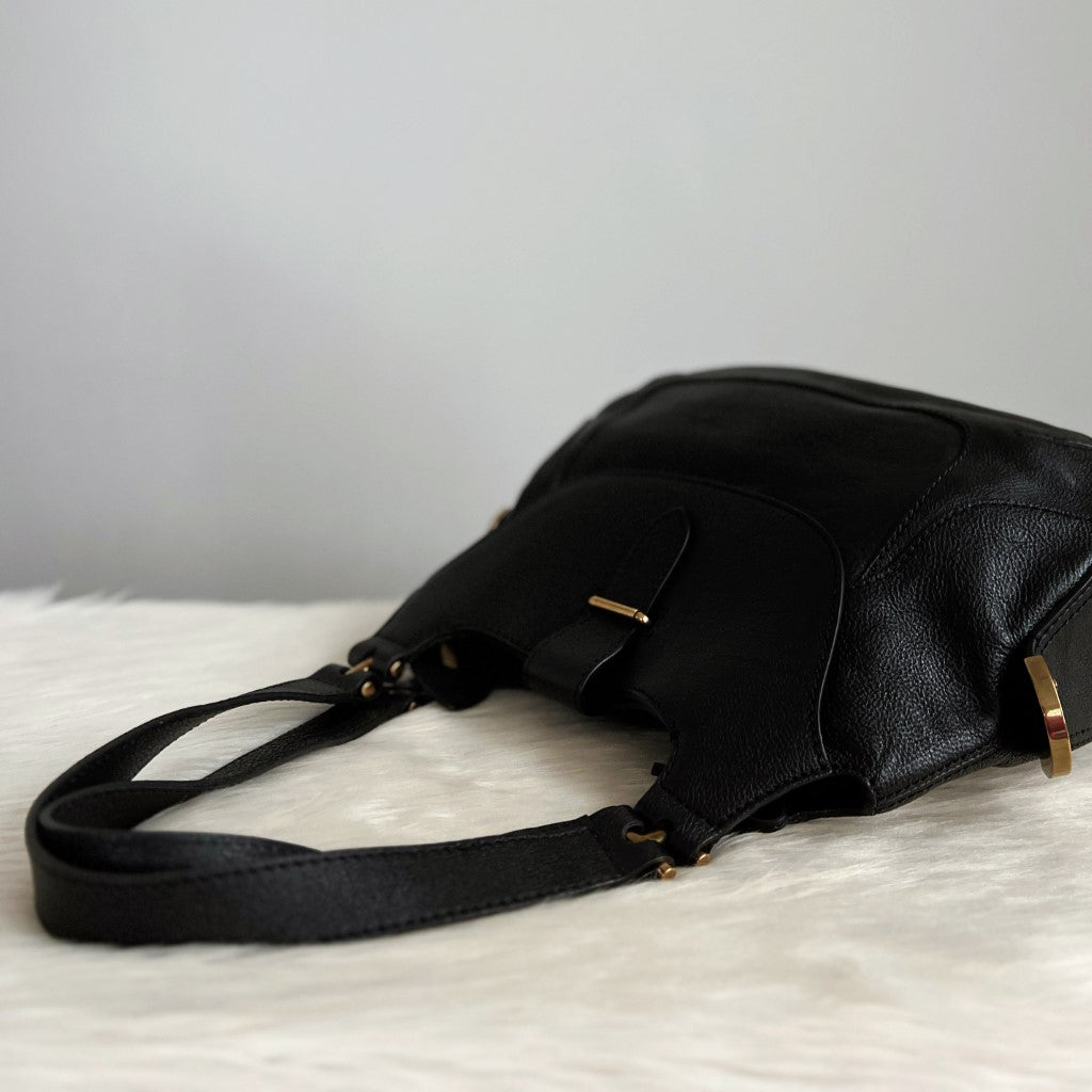 Chloe Black Leather Flap Career Shoulder Bag Like New