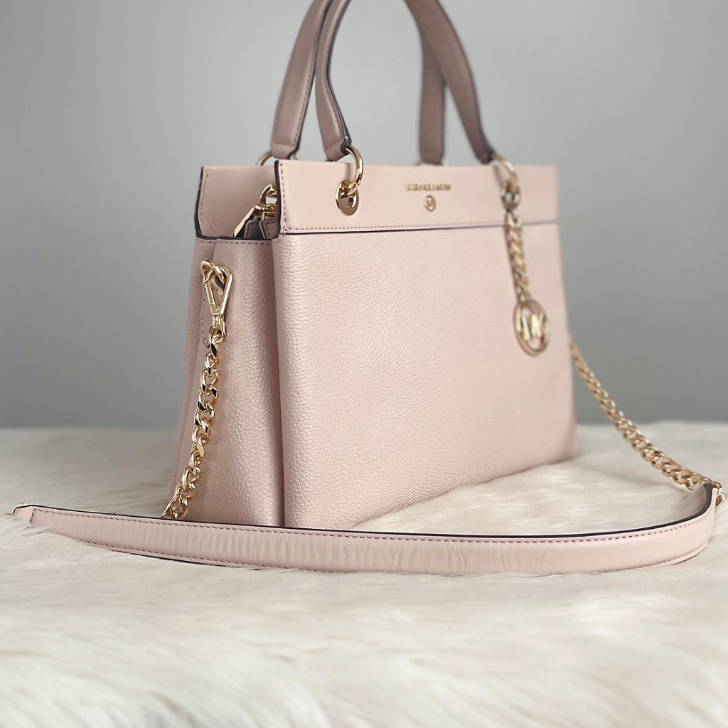 Michael Kors Blush Pink Leather Charm Detail 2 Way Shoulder Bag Like New