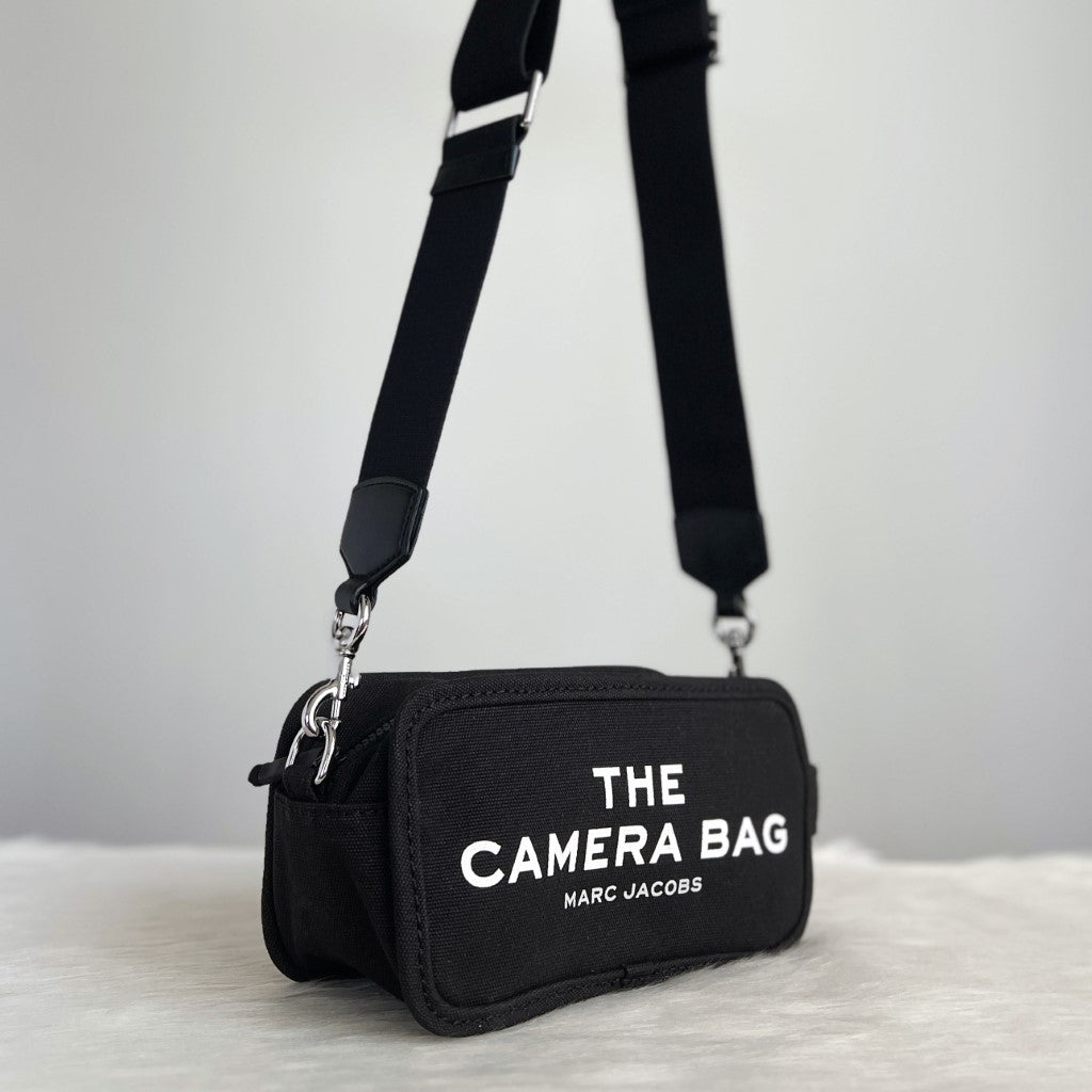 Marc Jacobs Black Canvas Camera Crossbody Shoulder Bag Excellent