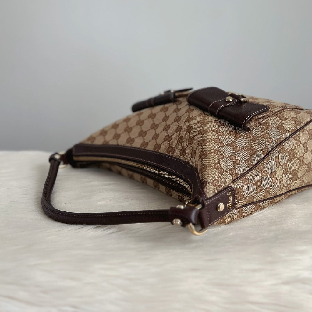 Gucci Signature Double G Monogram Front Pocket Shoulder Bag