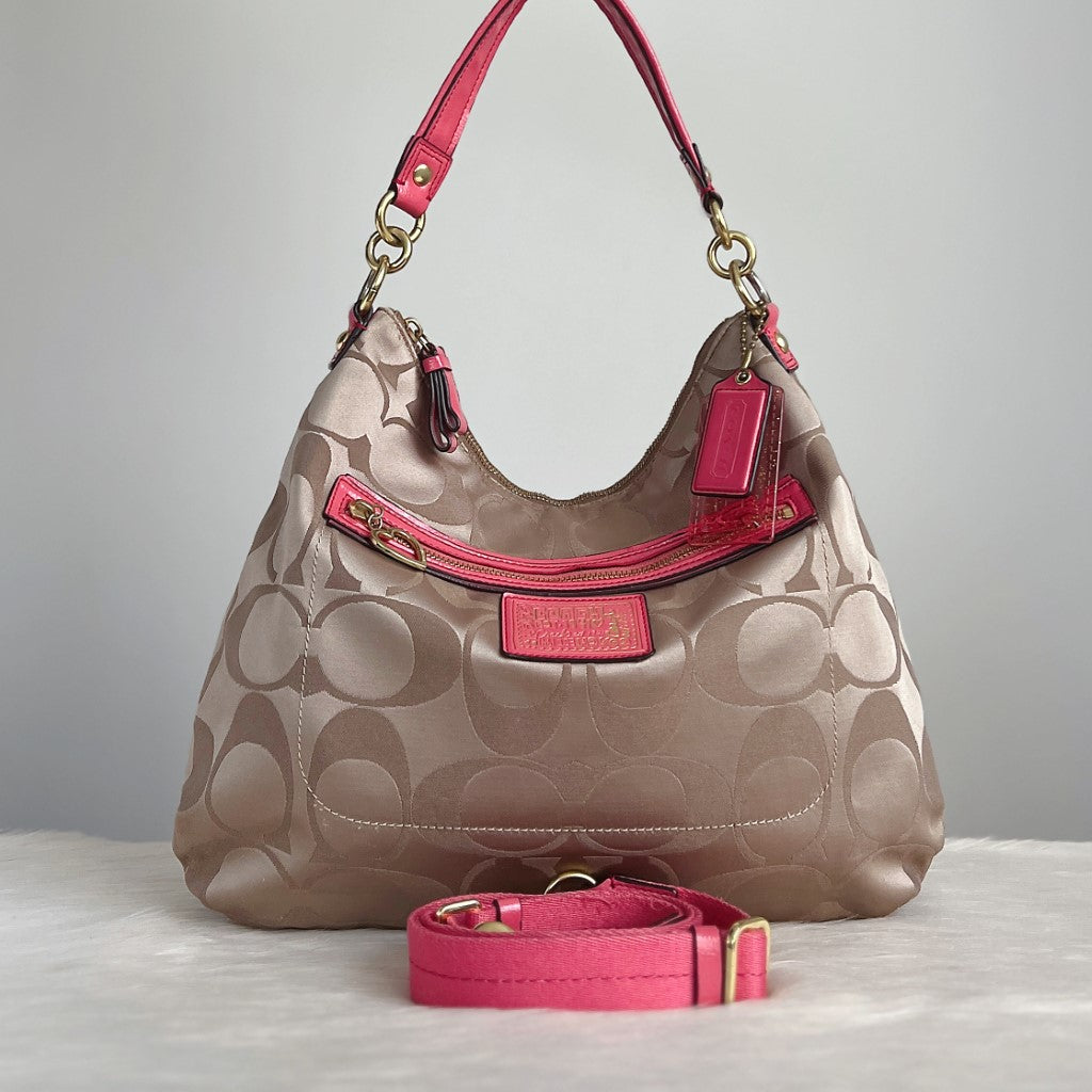 Coach Signature Monogram Front Detail 2 Way Shoulder Bag