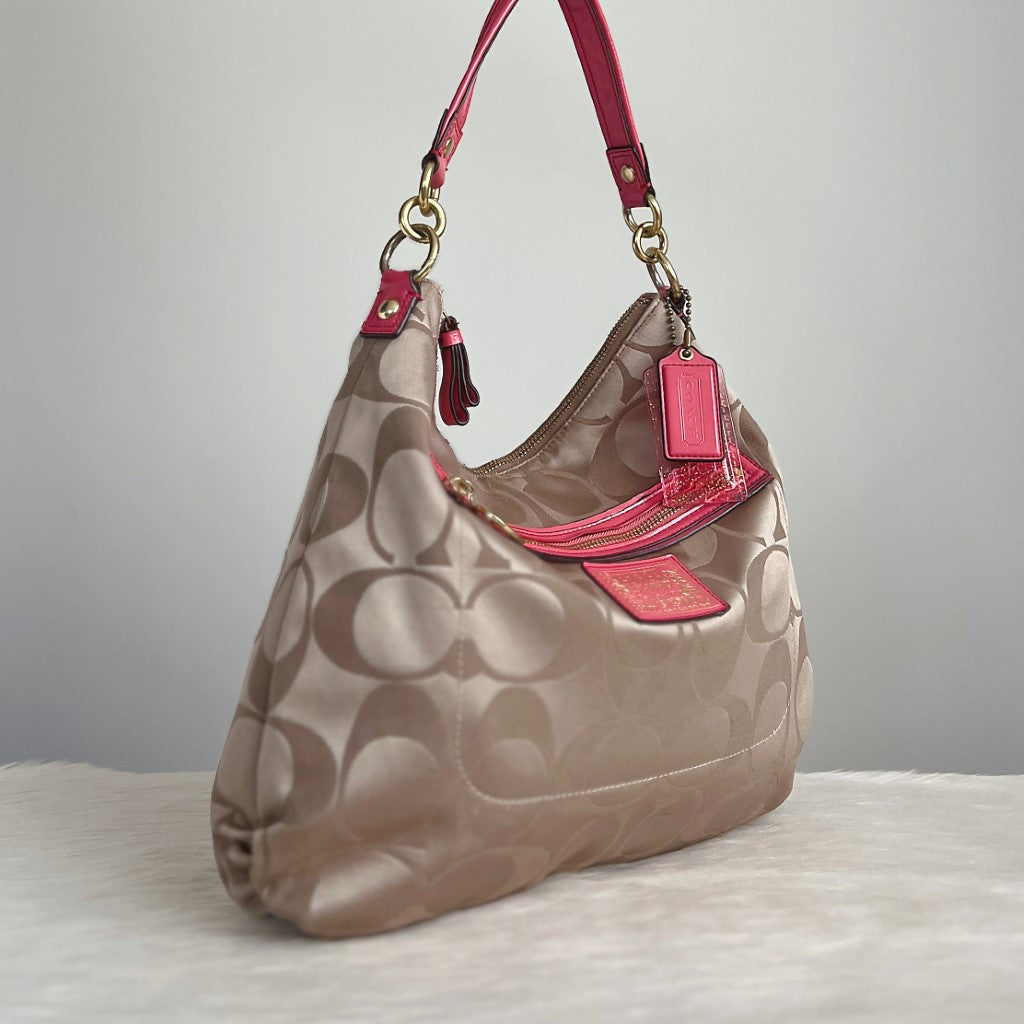 Coach Signature Monogram Front Detail 2 Way Shoulder Bag