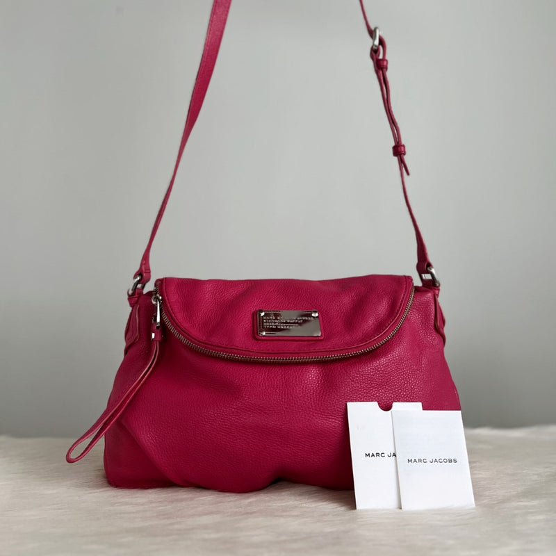 Marc Jacobs Fuchsia Leather Pebbled Crossbody Shoulder Bag Excellent