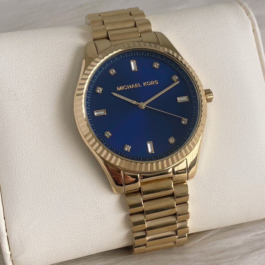 Michael Kors Gold Blake Crystal Navy Dial Women's Wrist Watch