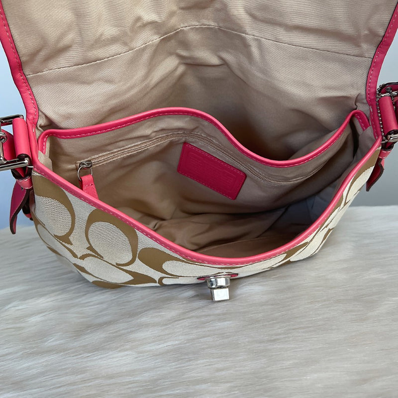 Coach Signature Monogram Trun Lock Flap Crossbody Shoulder Bag