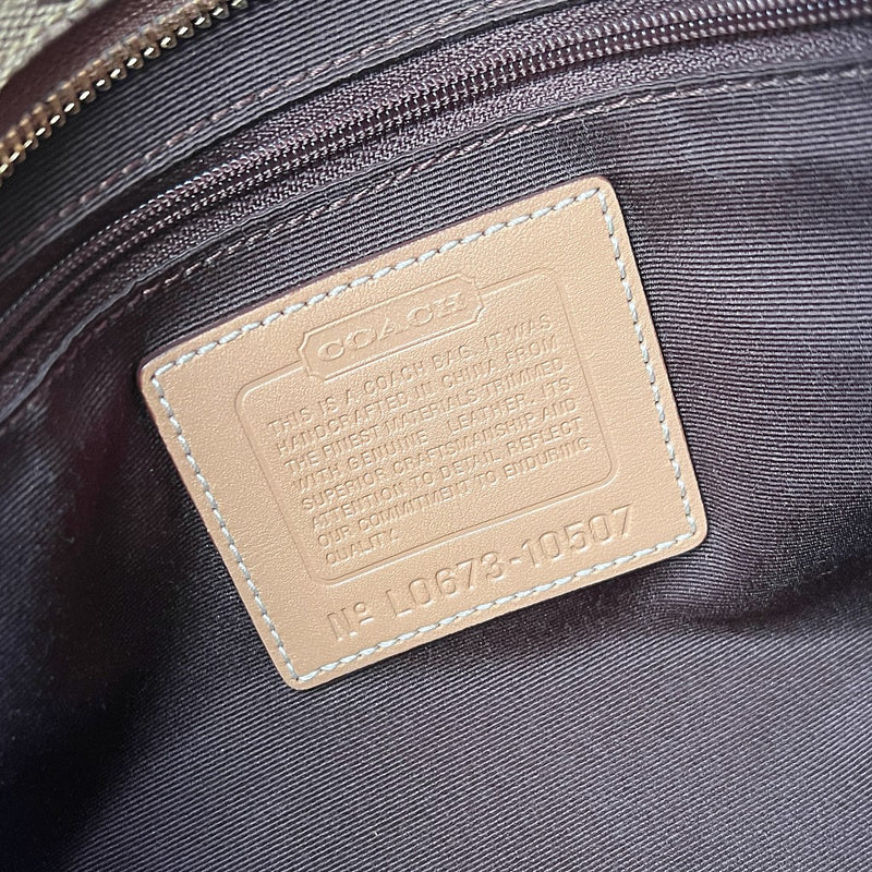 Coach Caramel Leather Monogram Tassel Detail Career Shoulder Bag