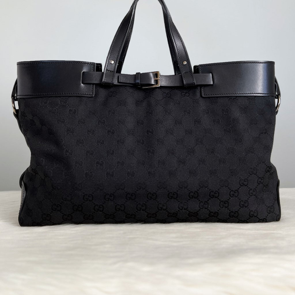 Gucci Black Double G Monogram Jacquard Large Tote Bag