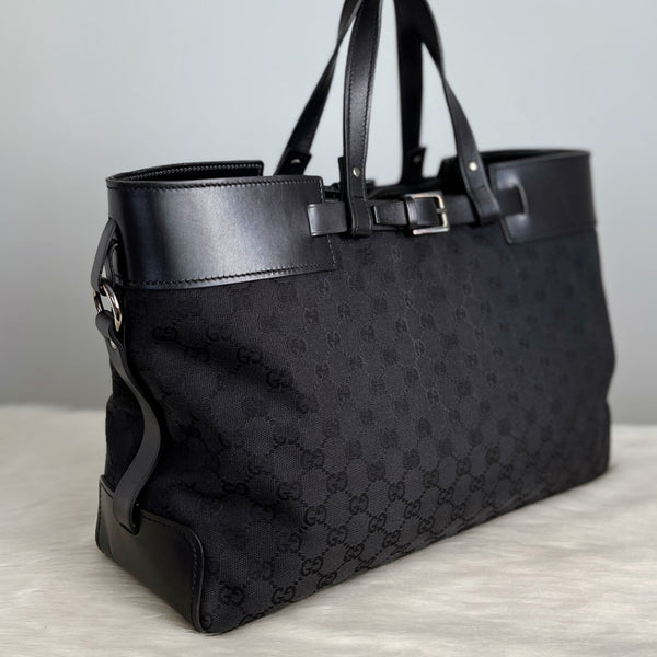 Gucci Black Double G Monogram Jacquard Large Tote Bag