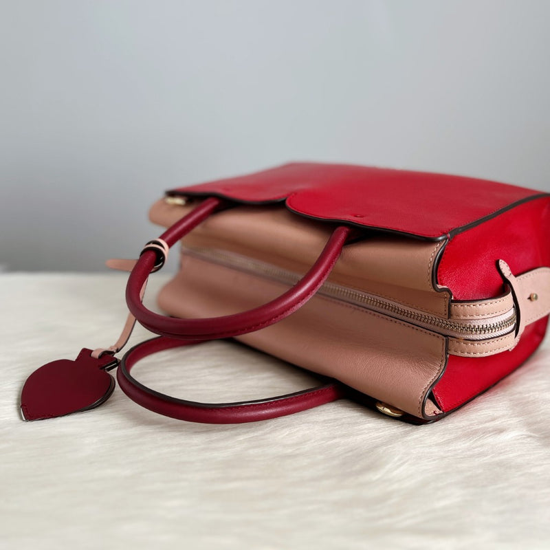 Kate Spade Tri-Tone Leather Heart Charm 2 Way Shoulder Bag Excellent