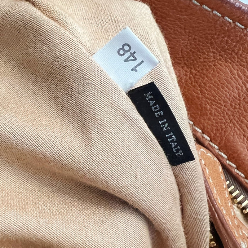 Miu Miu Caramel Leather Signature Vitello Large Shoulder Bag