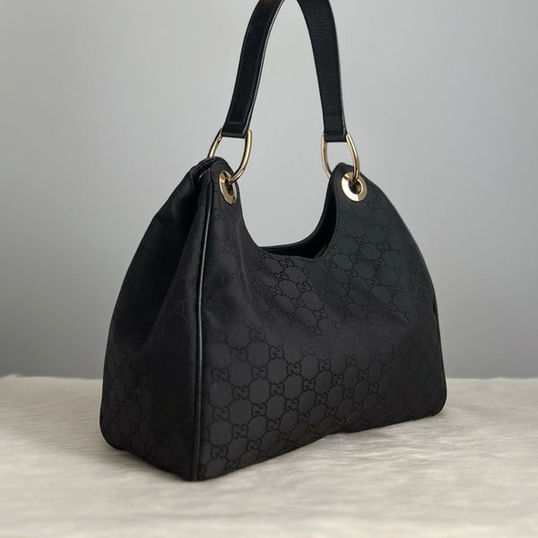 Gucci Black Double G Monogram Jacquard Shoulder Bag Excellent