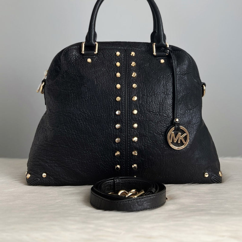 Michael Kors Black Leather Runway Studded 2 Way Shoulder Bag Like New