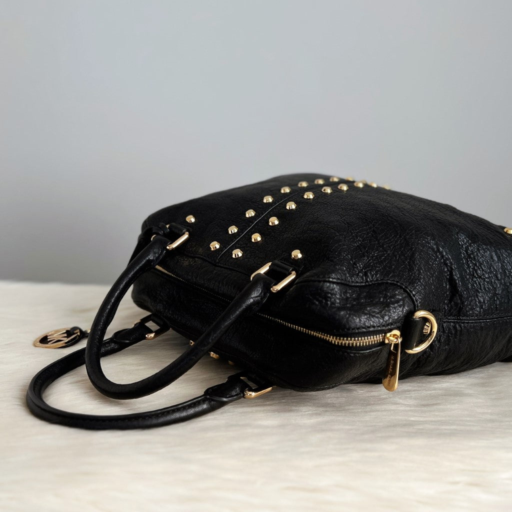 Michael Kors Black Leather Runway Studded 2 Way Shoulder Bag Like New