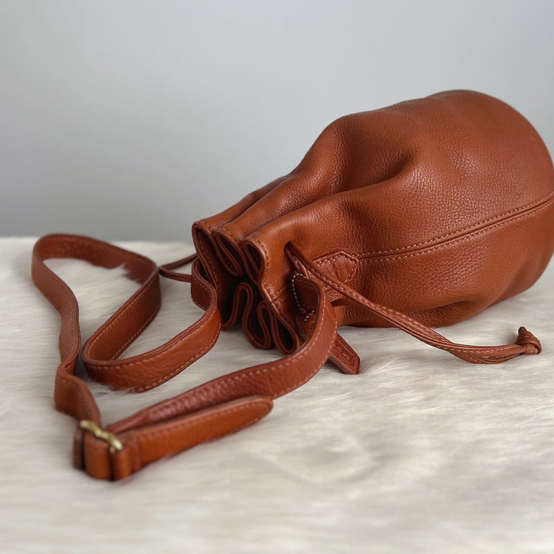 Coach Caramel Leather Drawstring Bucklet Shoulder Bag