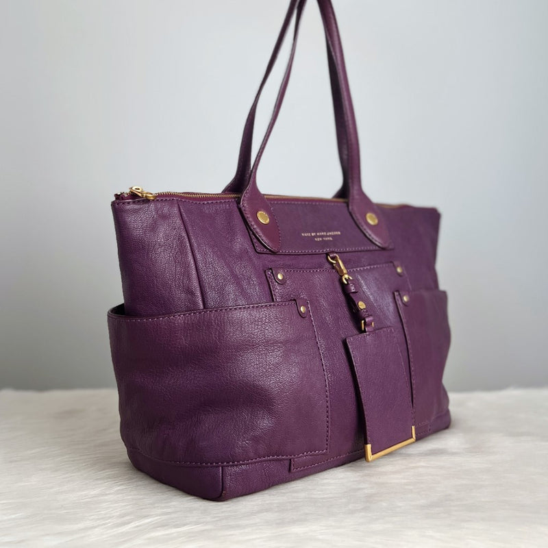 Marc Jacobs Purple Leather Front Detail Large Shoulder Bag