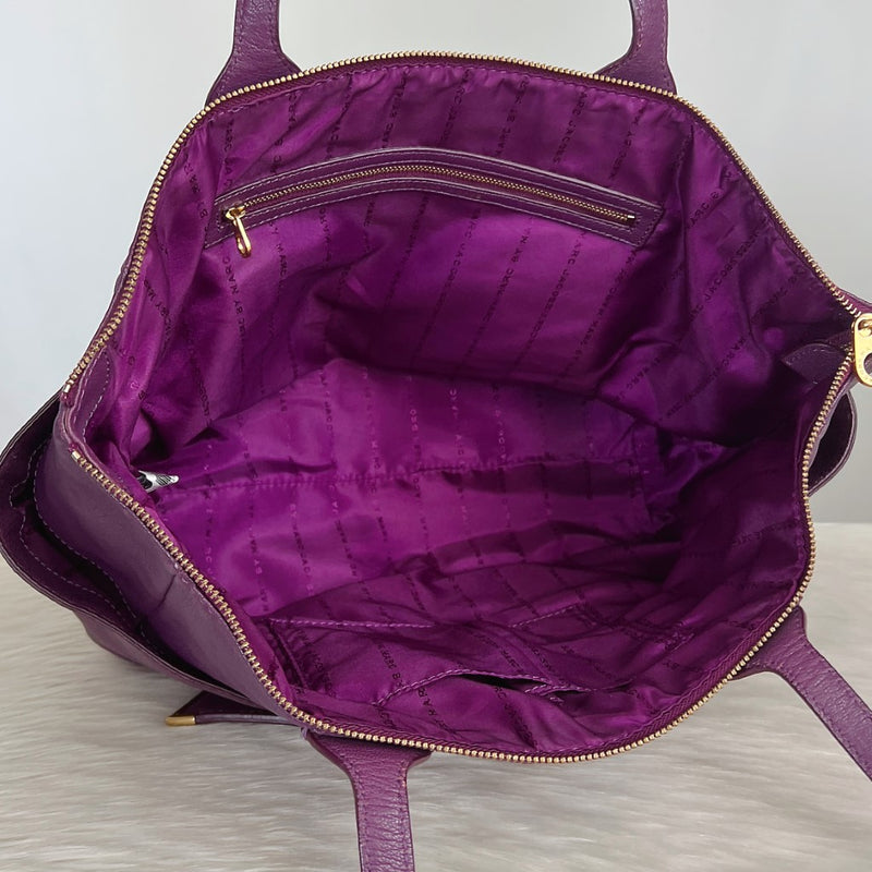Marc Jacobs Purple Leather Front Detail Large Shoulder Bag
