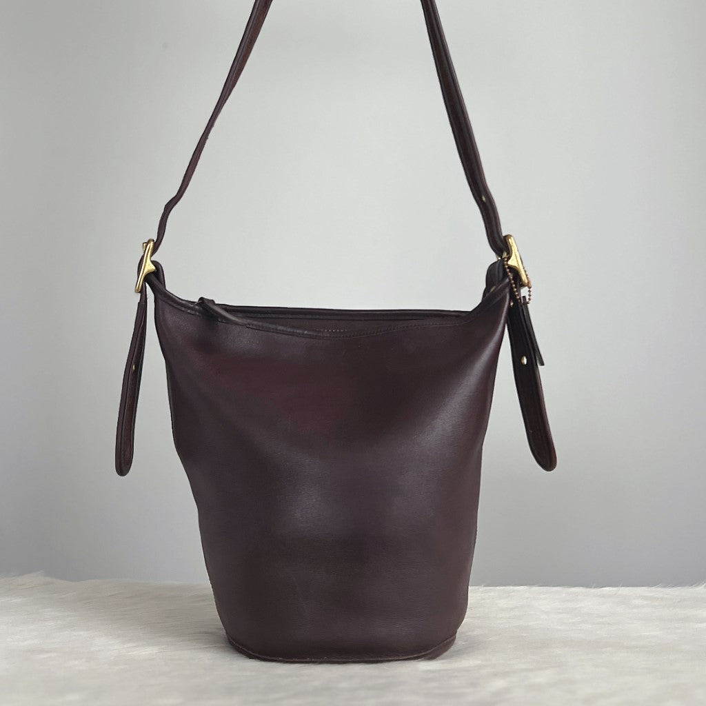 Coach Chocolate Leather Bucket Crossbody Shoulder Bag