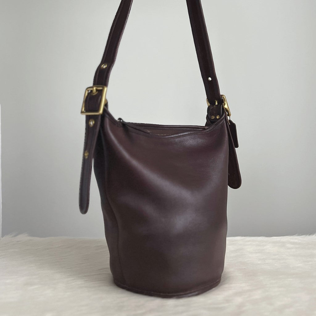 Coach Chocolate Leather Bucket Crossbody Shoulder Bag