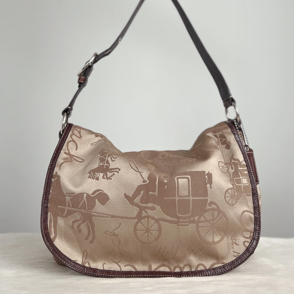 Coach Signature Pattern Flap Shoulder Bag