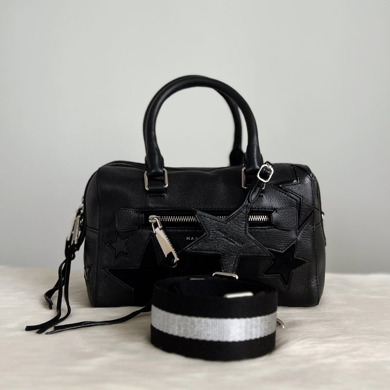 Marc Jacobs Black Leather Star Detail Boston 2 Way Shoulder Bag Excellent