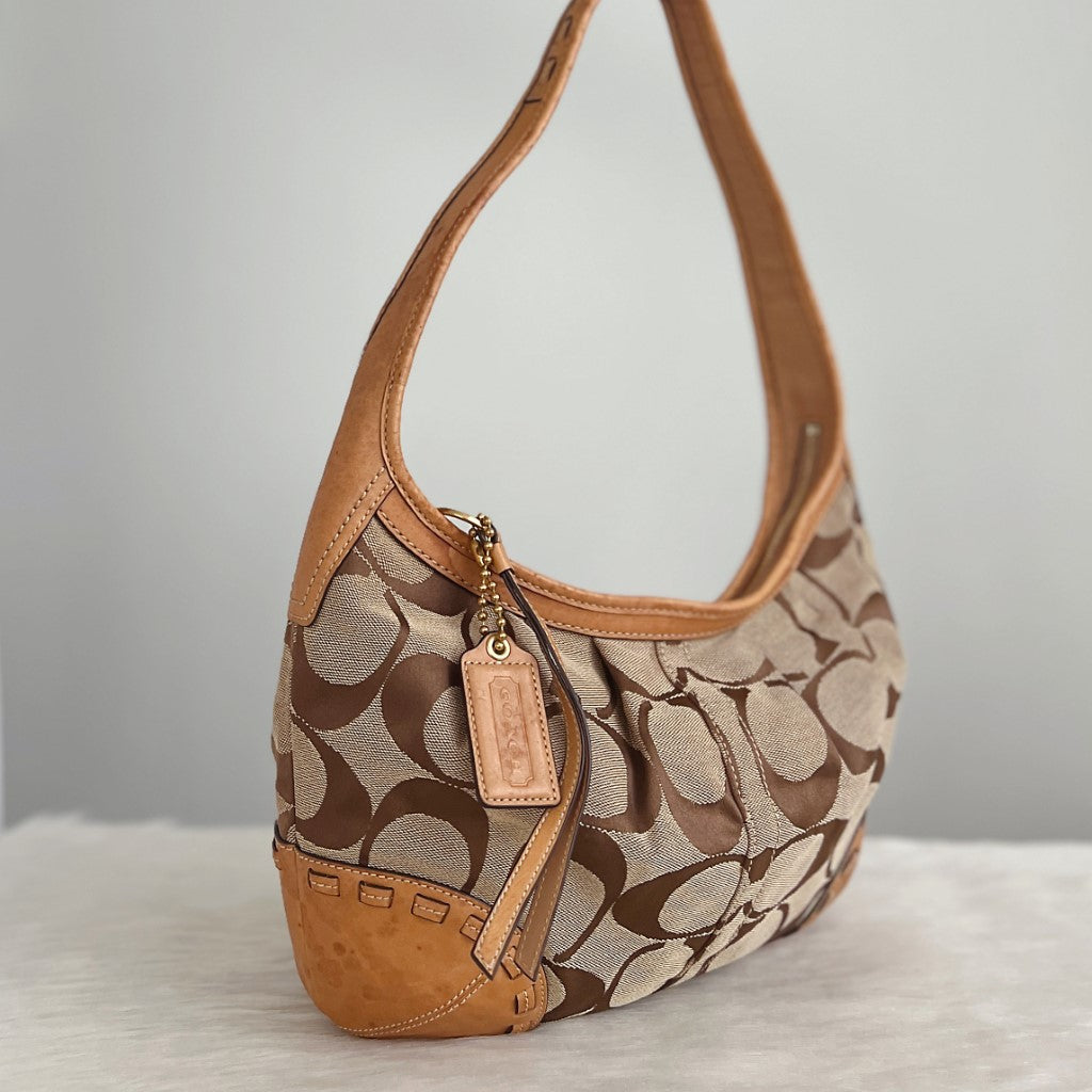 Coach Signature Monogram Half Moon Shoulder Bag