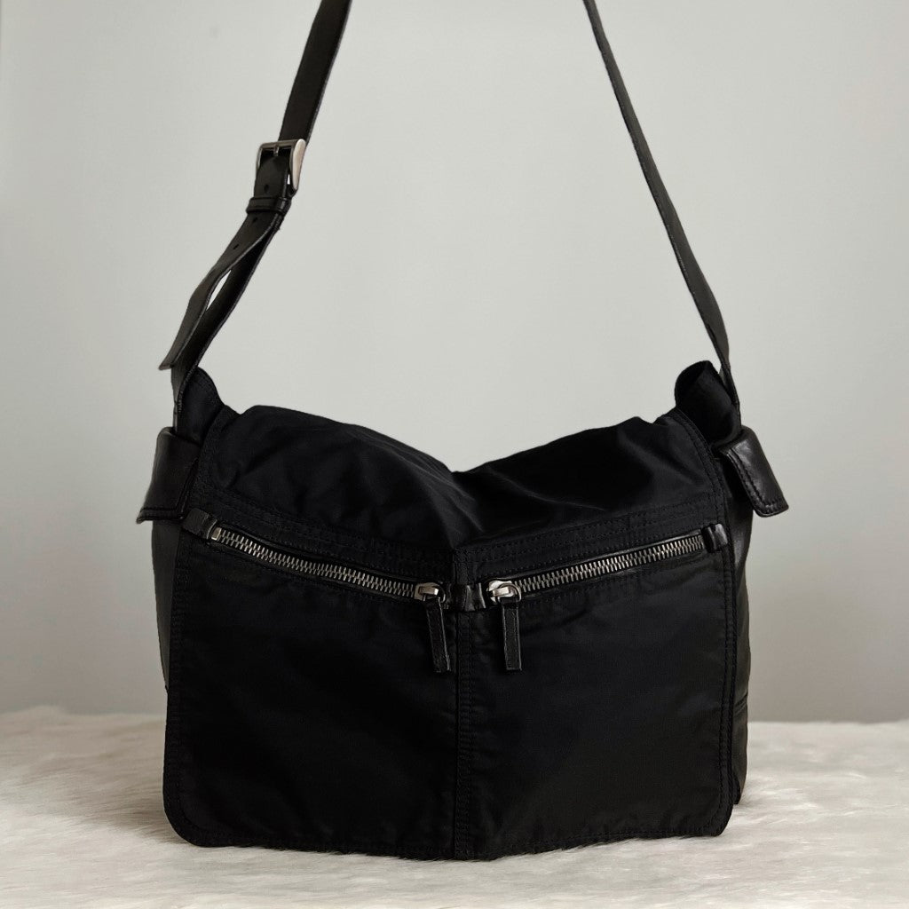 Prada Black Patchwork Messenger Unsex Crossbody Shoulder Bag