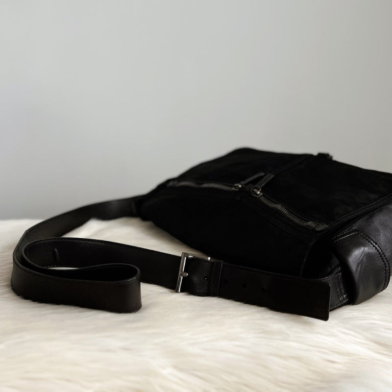 Prada Black Patchwork Messenger Unsex Crossbody Shoulder Bag