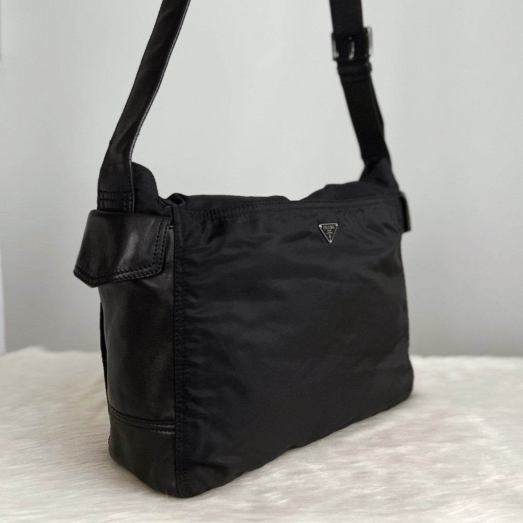 Prada Black Patchwork Messenger Unsex Crossbody Shoulder Bag