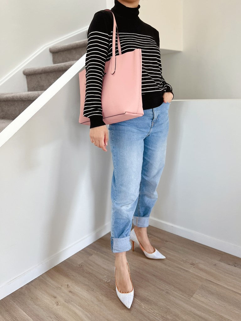 Coach Pink Leather Large Shopper Shoulder Bag Excellent