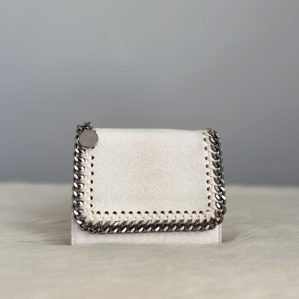 Stella Mccartney White Signature Falabella Tri-Fold Wallet