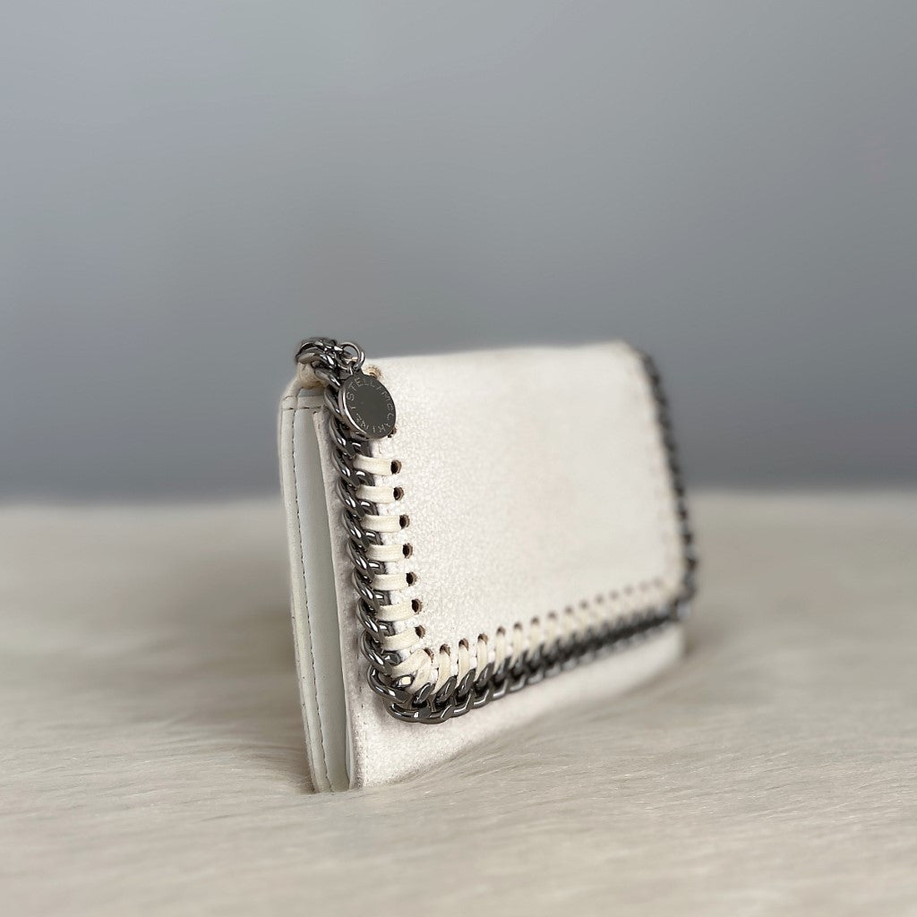 Stella Mccartney White Signature Falabella Tri-Fold Wallet