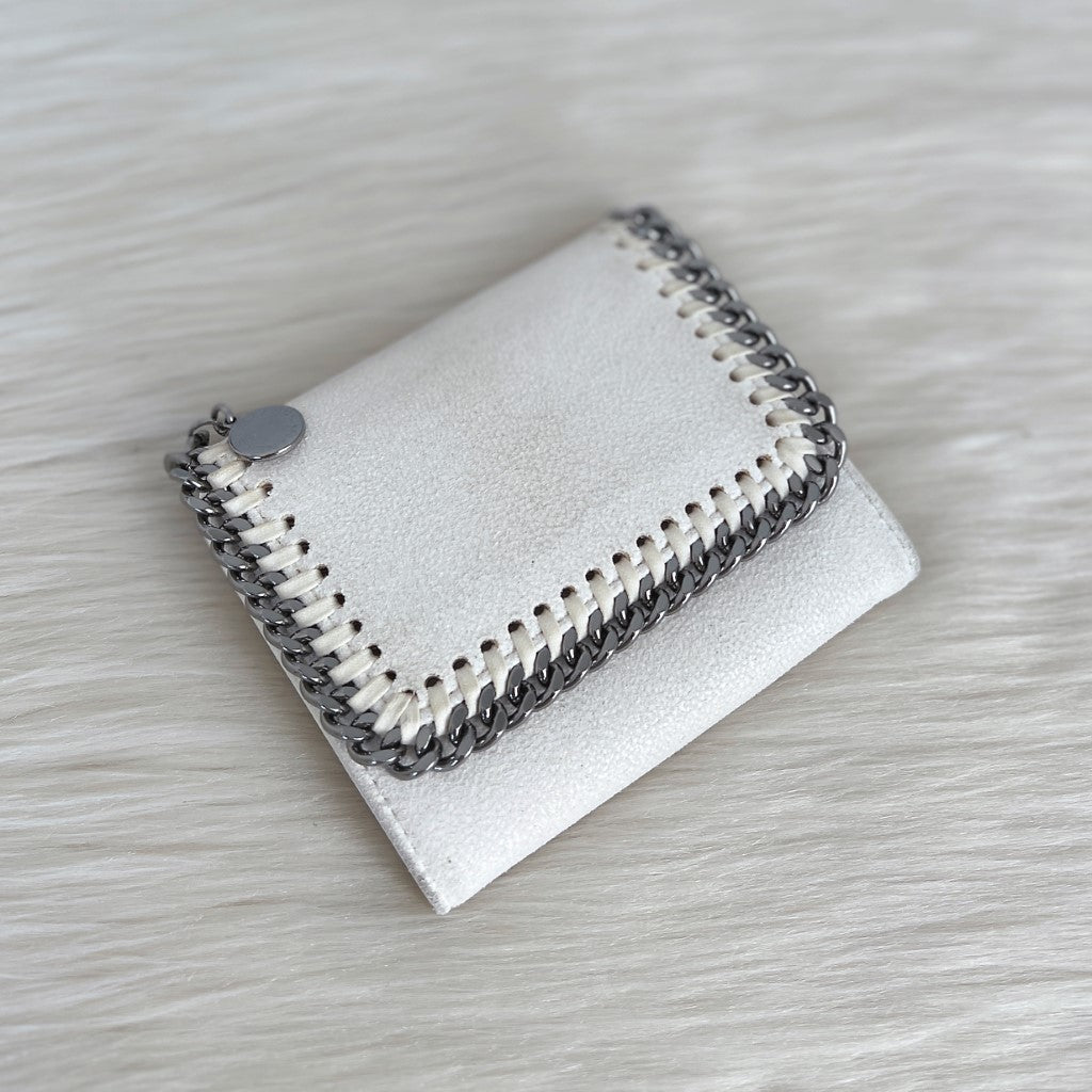 Stella Mccartney White Signature Falabella Tri-Fold Wallet