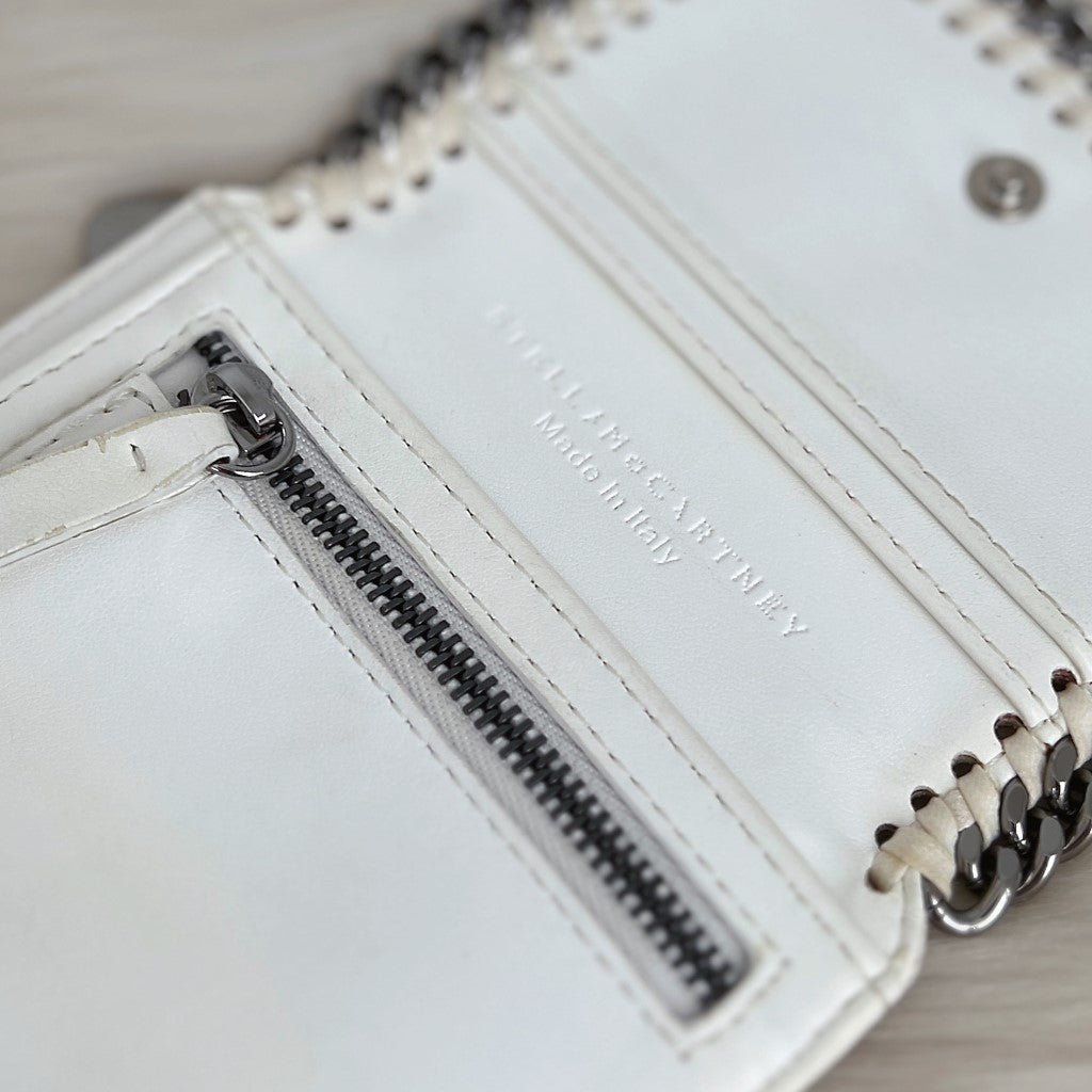 Stella Mccartney White Signature Falabella Tri-Fold Wallet