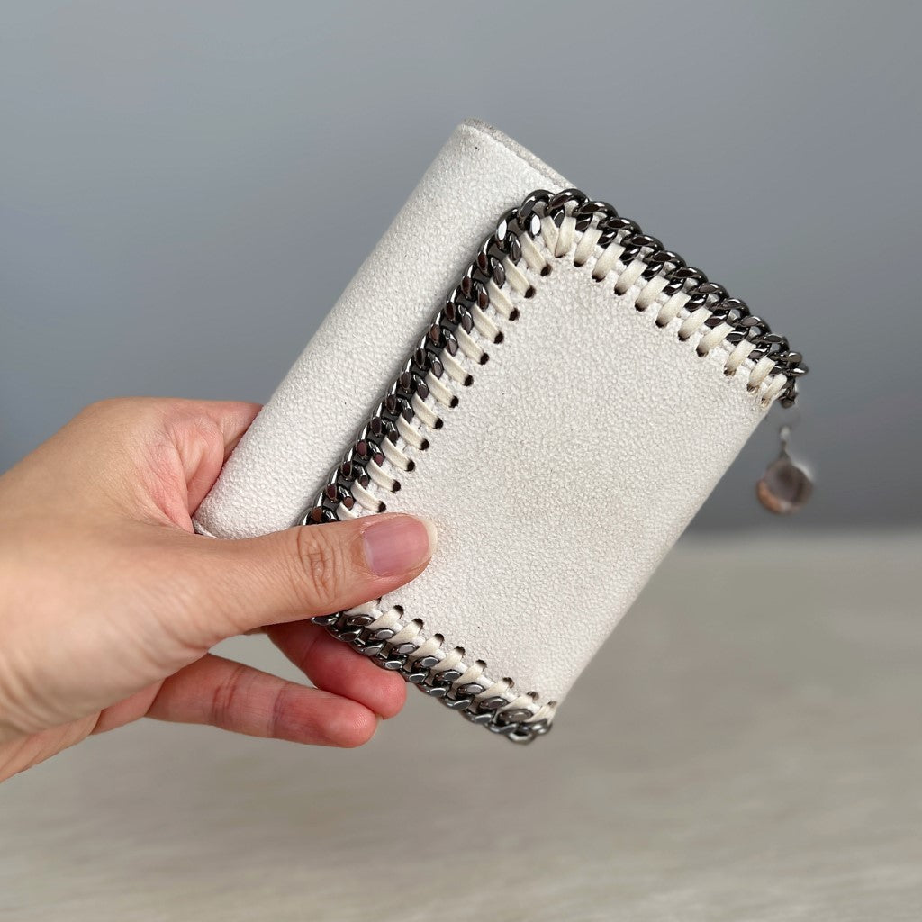 Stella Mccartney White Signature Falabella Tri-Fold Wallet