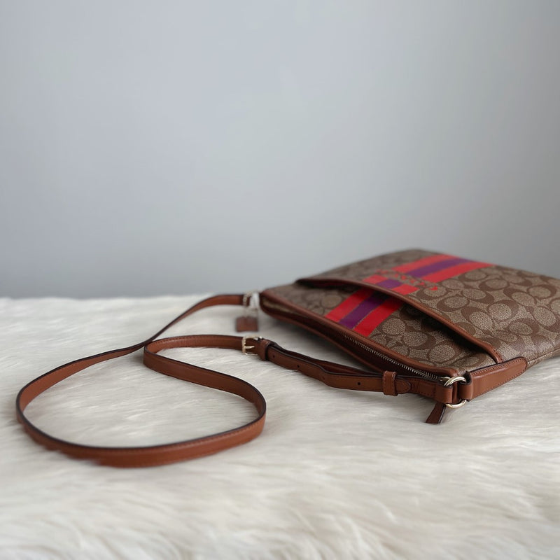 Coach Signature Monogram Front Logo Crossbody Shoulder Bag