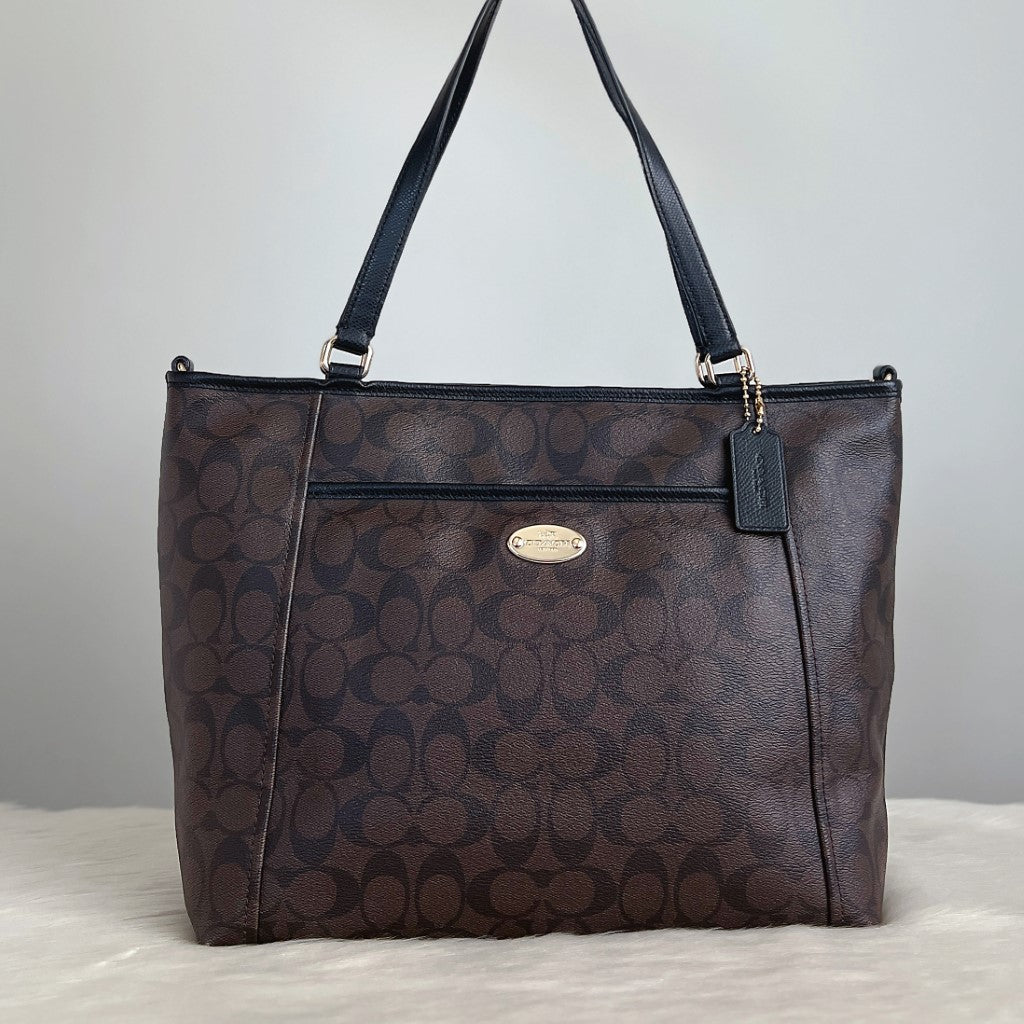 Coach Signature Monogram Classic Shopper Shoulder Bag