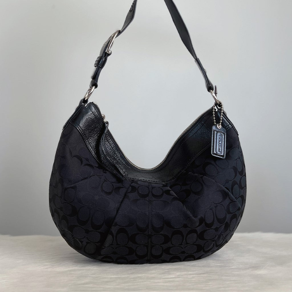 Coach Black Monogram Half Moon Shoulder Bag